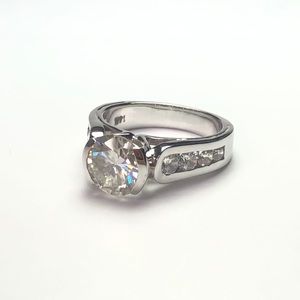 2Ct Half Bezel Moissanite Ring 7